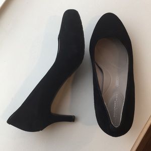 Rockport black suede leather heels Sz 7.5